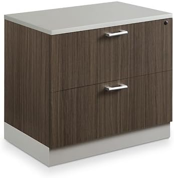 NBF Esquire Office Storage Cabinet and Lateral File - Laminate Storage Cabinet with Two Lockable Door - Lateral File Cabinet with 3 File Drawers, 63" W x 29.5" H, White