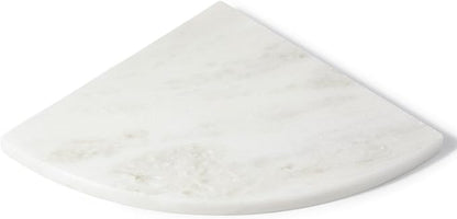 Koville Namibia White Marble Corner Shower Shelf for Bathroom, 10'' Polished Marble Corner Shelves, Wall Mounted Stone Corner Shower Caddy, No Drilling Adhesive Shelf - 1 Layer(No Glue Included)