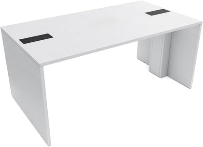 SKUTCHI DESIGNS INC. 4 Person Collaboration Table | Face-to-Face Desk | 36x66 All Laminate Team Desk with Double Power and Data Units | Classic White and Black