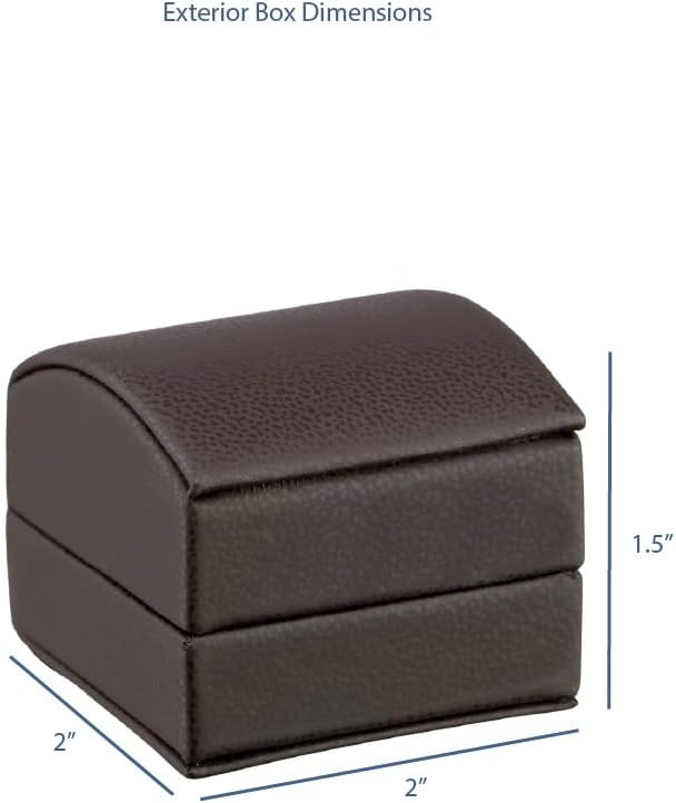 Luxury Dome-Shape Leather Ring Box - Ring Gift Box for Engagement, Proposal, Wedding Day - Jewelry Box with Cream Ribbed Outer Box & Matching Bow Ribbon - Small Ring Case for Men & Women