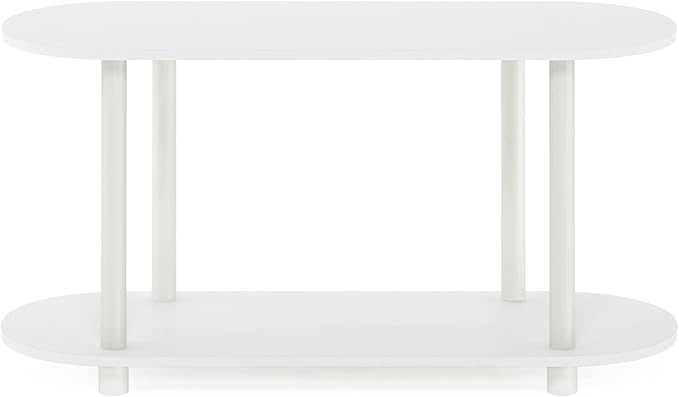Furinno Turn-N-Tube Display Shelf, 4-Tier Oval Book Shelf, Storage Shelves with Soft Edges and Open Shelves, Toolless Assembly, for Organization and Storage, Living Room, Home Office, White