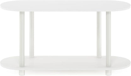 Furinno Turn-N-Tube Display Shelf, 4-Tier Oval Book Shelf, Storage Shelves with Soft Edges and Open Shelves, Toolless Assembly, for Organization and Storage, Living Room, Home Office, White
