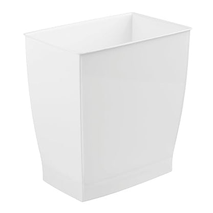 iDesign Small Plastic Bathroom Trash Can, Slim Rectangle Garbage Bin for Bedroom, Office, Dorm, 4-Pack, White