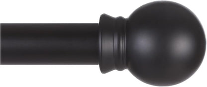 Thestoa Black Curtain Rods for Windows 66 to 120 inch, 5/8" Diameter Matte Black Small Curtain Rods for Bedroom, Living Room, Kitchen, Outdoor, Farmhouse