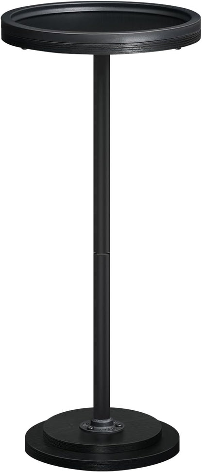 HOOBRO Small Round Side Table, Drink Table, Coffee Martini Table with Pedestal Accent for Small Spaces in Living Room, Bedroom, Sofa Couch, Black BB168BZ01