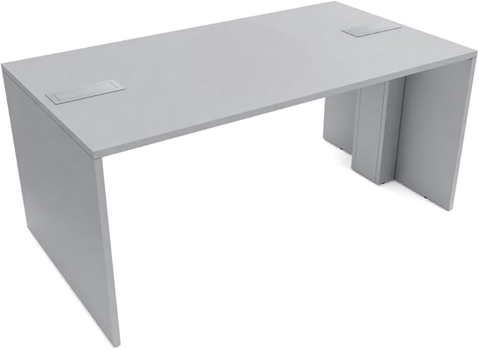 SKUTCHI DESIGNS INC. 4 Person Collaboration Table | Face-to-Face Desk | 36x66 All Laminate Team Desk with Double Power and Data Units | Fog Gray and Silver