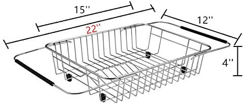 Slideep Expandable Dish Drying Rack, Stainless Steel Over The Sink Dish Rack, in Sink or On Counter Dish Drainer with Stainless Steel Removable Utensil Holder