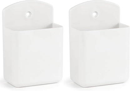 2 Pcs Remote Control Holder Wall Mount, TV Controller Holder, Self Adhesive Remote Holder, Wall Pen Holder Storage Accessories for Home Office School (White)