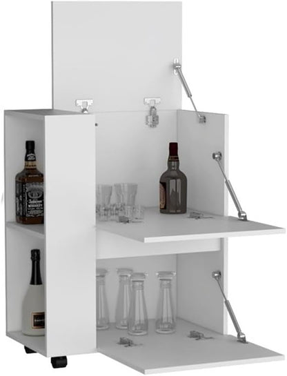 Pemberly Row Modern/Contemporary Bar Cart White Engineered Wood