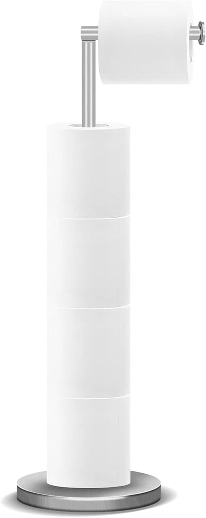 RRM Toilet Paper Holder Stand, Bathroom Free Standing Toilet Paper Holders with Reserve Storage 3-4 Toilet Paper Rolls, 22-inch Stainless Steel Toilet Paper Holder Stand (Brushed)