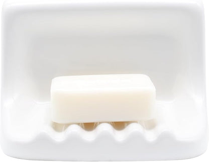 White Vintage Mounted Ceramic Soap Dish for Bathroom Shower Wall,Retro Ceramic Soap Holder Porcelain Soap Dish Holder Tray for Home Bathtub Bathroom Sink Shower Wall Easy to Clean Keep Soap Dish Dry