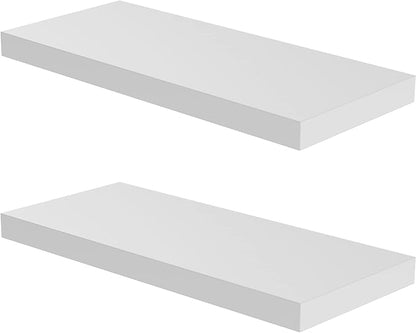 JPND Floating Shelf, Set of 2 Wall Shelf, 30 in W x 12.75 in D x 2 in H Wooden Floating Wall Shelf with Invisible Brackets for Living Room/Bedroom/Bathroom/Kitchen Storage and Decor, White