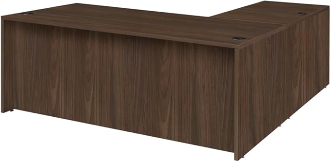 Regency Legacy 71 x 82 in. L Desk with Single Full Pedestal Drawer Unit- Neo Walnut