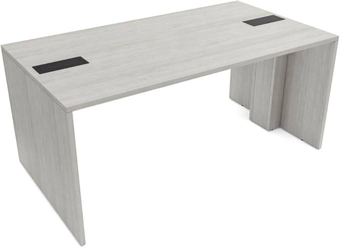 SKUTCHI DESIGNS INC. 4 Person Collaboration Table | Face-to-Face Desk | 36x66 All Laminate Team Desk with Double Power and Data Units | Lakeland Salt and Black