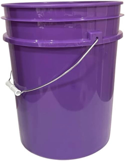 House Naturals 5 Gallon Purple Food Grade Plastic Bucket with Screw on Gamma lid, BPA Free, Made in USA (Pack of 3) (Purple Bucket with Orange Gamma)