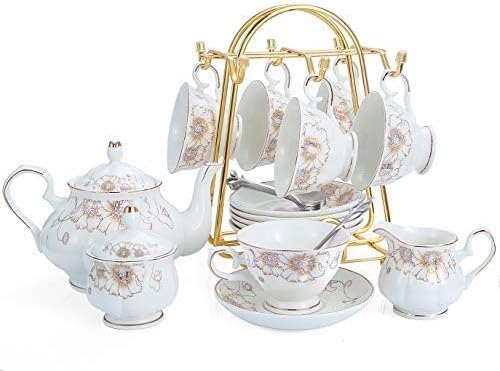 CHENP.HMC Home Storage Mug Hooks Stainless Steel Wire Rack Display Stand Service for Tea Cups, Bracket, Gold Metal Stand for Coffee Cups and Saucers