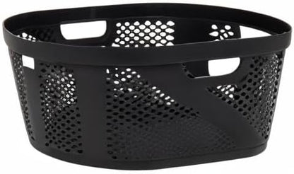 Mind Reader 40L Ventilated Laundry Baskets, Lightweight Clothes Hamper with Cutout Handles for Bathrooms and Closets, Plastic, Set of 2, Black