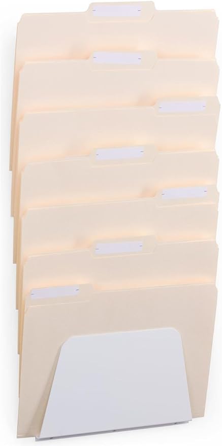 Displays2go Set of 2 - Folder Wall Rack, 7 Pockets, Letter/Legal Size, Office Filing Organizer (White)