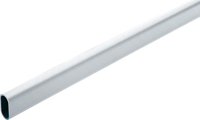 Oval Closet Rod with End Supports that have Dual Rear Facing 5mm Pins (Matte Aluminum, 48" Wide Space)