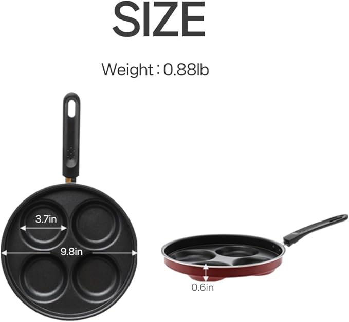 4-Cup Egg Frying Pan Skillet, Non Stick Egg Cooker Pan, Omelet Pan For Breakfast Pancake, Crepe Pan Gas Stove & Electronic