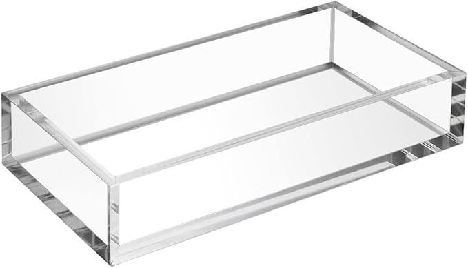 HIIMIEI Acrylic Napkin Holder Tray, 8mm Thick Acrylic Guest Towel Holder, Crystal Clear Table Cocktail Napkin Holder for Bathroom, Restaurant, Office, Commercial, Kitchen, Party