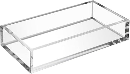HIIMIEI Acrylic Napkin Holder Tray, 8mm Thick Acrylic Guest Towel Holder, Crystal Clear Table Cocktail Napkin Holder for Bathroom, Restaurant, Office, Commercial, Kitchen, Party
