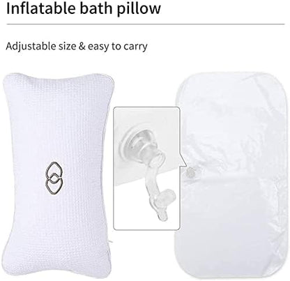 YUET Anti-Slip Non-Slip Bathtub Pillow Home Spa Bath Inflatable Cushion Head Neck Back Shoulders Rest Relax Suction Cup Bathroom Support for Hot Tub Luxurious Headrest