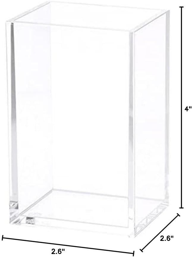 HSYMQ Clear Acrylic Pencil Pen Holder Cup, Clear Makeup Brush Holder, Acrylic Desk Accessories, Stationery Organizer for Office Desk Accessory