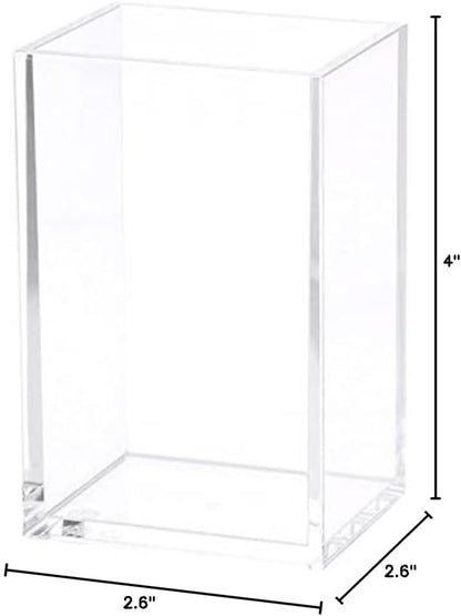 HSYMQ Clear Acrylic Pencil Pen Holder Cup, Clear Makeup Brush Holder, Acrylic Desk Accessories, Stationery Organizer for Office Desk Accessory