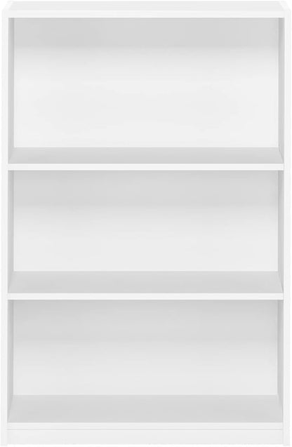 Furinno Jaya Book Shelf, 3-Tier Bookshelf, Bookcase with Adjustable Shelves, 9.5 x 24.5 x 40.3, for Living Room, Bedroom, Home Office, White