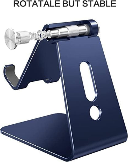 OMOTON Adjustable Cell Phone Stand, C2 Aluminum Desktop Phone Holder Dock Compatible with iPhone 15 14 13 Xs XR 8 Plus 7 6, Samsung Galaxy, Google Pixel, Android Phones, Navy Blue