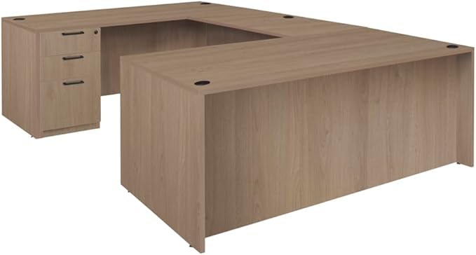 Regency Legacy 71 x 35 in. U Desk with Double Full Pedestal Drawer Unit- Noble Oak
