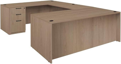 Regency Legacy 71 x 35 in. U Desk with Double Full Pedestal Drawer Unit- Noble Oak