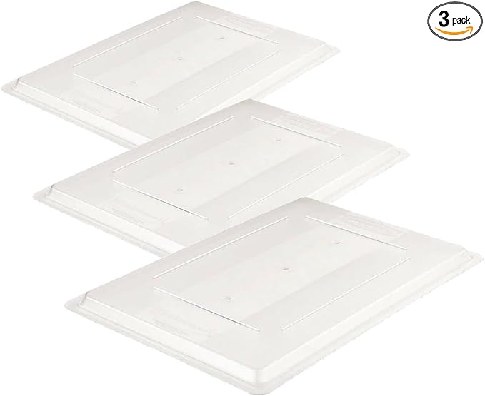 Rubbermaid Commercial Products Food Storage Box Lid for 8.5, 12.5, 16.5, and 21.5 Gallon Sizes, Clear (FG330200CLR) (Pack of 3)