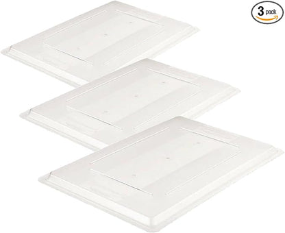 Rubbermaid Commercial Products Food Storage Box Lid for 8.5, 12.5, 16.5, and 21.5 Gallon Sizes, Clear (FG330200CLR) (Pack of 3)