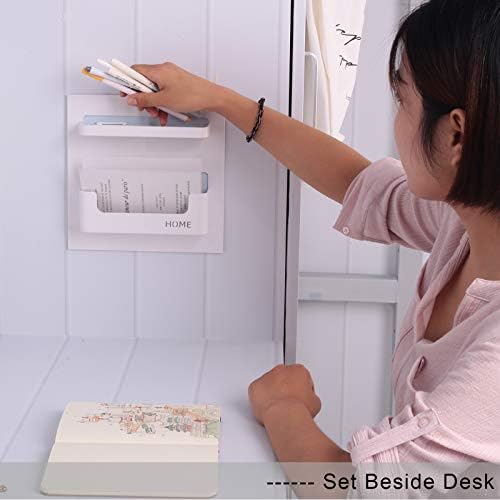 Bedside Shelf Bedroom Dorm Room Rack Organizer Storage -Use as Kid Student Wall Shelf to Organize Headphone,Remotes,Glass,Cellphones(Horizontal Type/White)