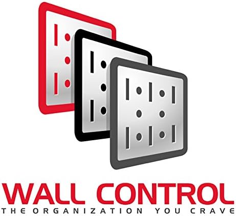 Wall Control Office Organizer Unit Wall Mounted Office Desk Storage and Organization Kit Black Slotted Wallboards and Red Accessories