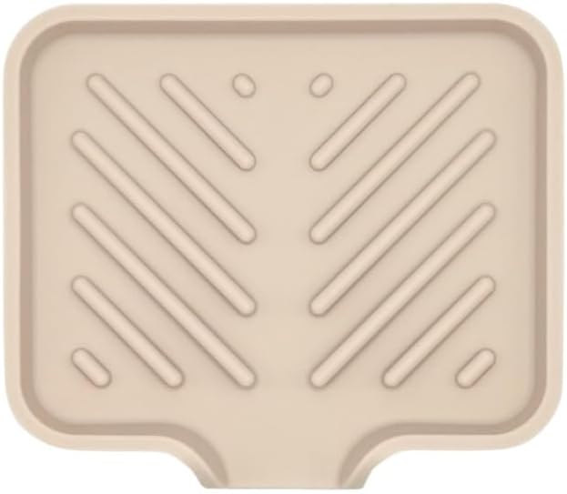 Happitasa Silicone Soap Dish Tray and Sponge Holder with Drain Chute and Feet | 3-Way Sloped Design | Bathroom and Kitchen Sink Organizer Caddy (Sand Dollar, 5"x4")