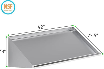 304 Stainless Steel Slanted Wall Rack Shelf with Drain Outlet – 42" x 22.5" | Commercial Wall-Mounted Drip Shelf for Bar, Kitchen, or Dish Station (42 in. x 22 1/2 in)