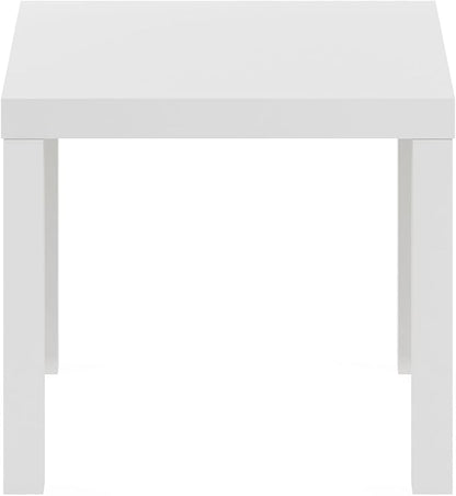 Furinno Classic Side Table, Square Modern End Table with 1.8 Thick Tabletop, Simple Night Stand, Bedside Table, Toolless Assembly, for Living Room, Bedroom, Plain White