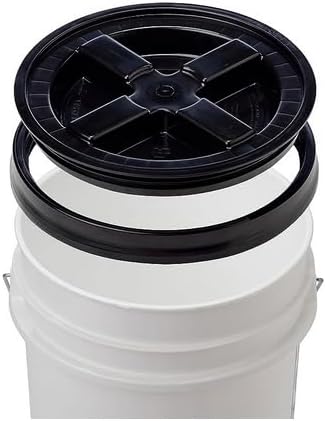 House Naturals 5 Gallon Food Grade Plastic Bucket with Air Tight Screw on Lid Made in USA Container (Yellow Bucket with Clear lid)