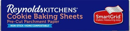 Reynolds Kitchens Cookie Baking Sheets, Pre-Cut Baking Parchment Paper Sheets for Cookies, Oven-Safe up to 425 Degrees, Reusable Up to 3X, No-Mess Cleanup, 12 in x 16 in, 22 Count (Pack of 2)