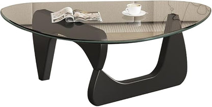 Modern Glass Coffee Table, Mid Century Small Coffee Table, Coffee Table for Living Room,Suitable for Bedroom Living Room Reception Office Tables (Black/Transparent, Small)