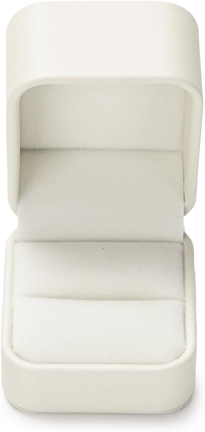 White Leather Ring Gift Box Wedding Ring Box Jewelry Gift Box for Birthday, Proposal, Engagement,Wedding, Valentine's Day (White)