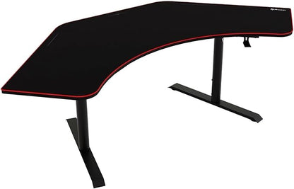 Arozzi Arena Angelo L Shaped GamingDesk, PC GamingDesk L Shape, Height Adjustable L Shaped Standing Desk for Home Office, with Full Coverage Mouse Pad (Black)
