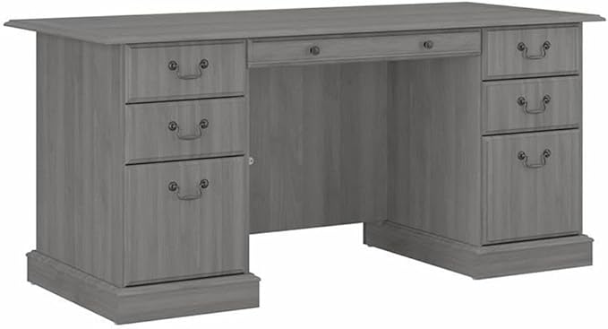 Bush Furniture Saratoga Executive Desk with Drawers, Modern Gray