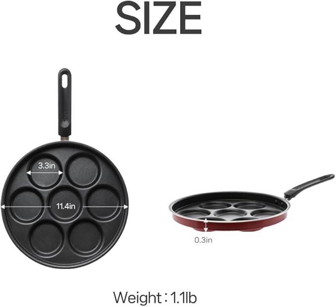 7-Cup Egg Frying Pan Skillet, Non Stick Egg Cooker Pan, Omelet Pan For Breakfast Pancake, Crepe Pan Gas Stove & Electronic (11.4in(7-cup eggpan))