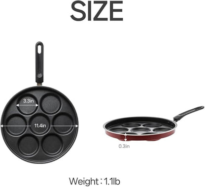 7-Cup Egg Frying Pan Skillet, Non Stick Egg Cooker Pan, Omelet Pan For Breakfast Pancake, Crepe Pan Gas Stove & Electronic (11.4in(7-cup eggpan))