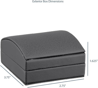 Luxury Dome-Shape Leather T-Style Earring Case for Women & Girls Gift Box Ideal for Hanging Earrings & Hoops Cream Ribbed Outer Box & Matching Bow Ribbon