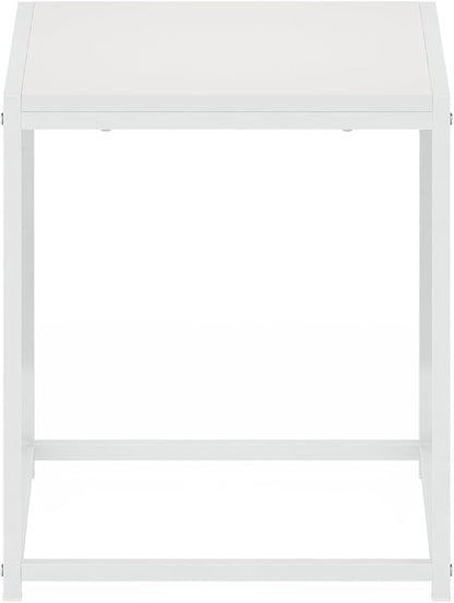 Furinno CAMNUS Side Table, Modern End Table with Metal Frame, Square Open Frame Night Stand, Bedside Table, Easy Assembly, for Living Room, Bedroom, Solid White
